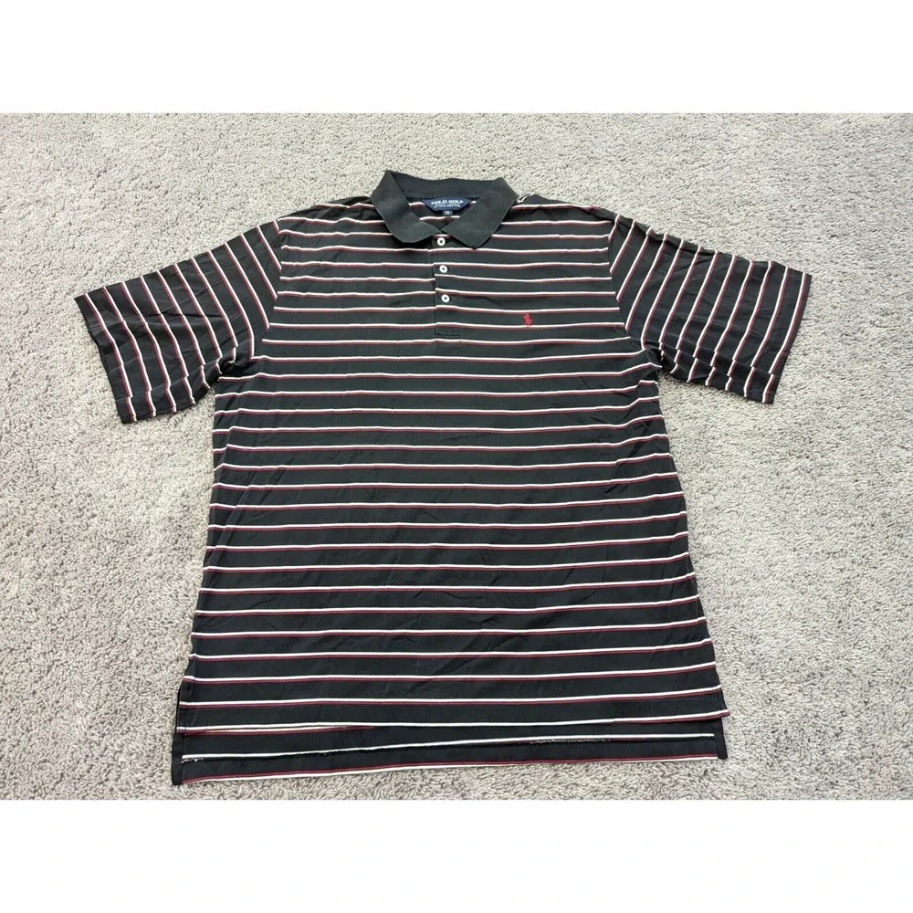 Ralph Lauren Polo Golf Button Up Shirt Mens XL‎ Black Red Striped Preppy